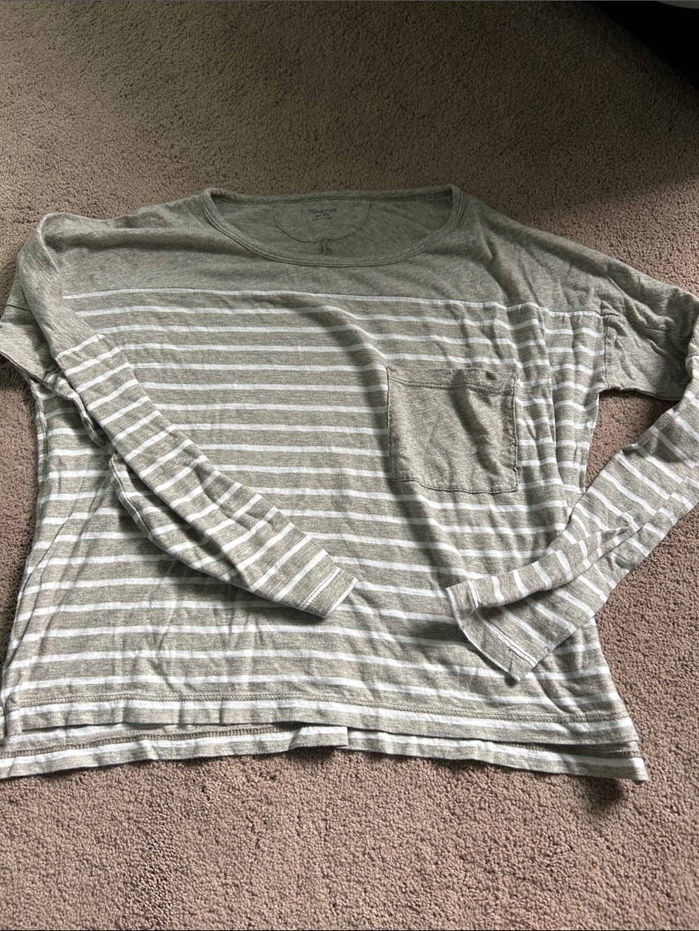 Madewell Striped Long Sleeve Pocket Tee - XS